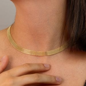 Elegant Gold Mesh Choker Necklace